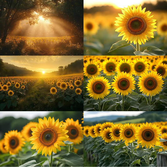 Sunflower Field Digital Backdrop, Vibrant Meadow Backgrounds, Photography, Scenic Photo Overlays, Summer Portrait, High-Res Images