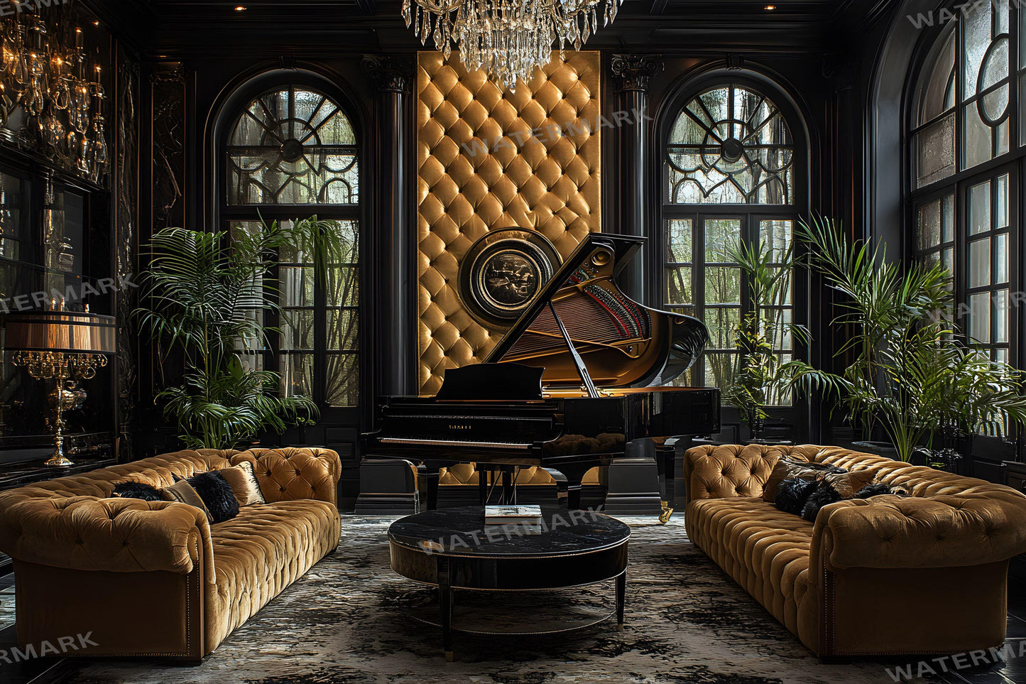 Jazz Lounge Luxe Backdrops | Art Deco Luxury Piano Backgrounds | Elegant Vintage Jazz Club Scene | Bar Interior | Digital Backdrops