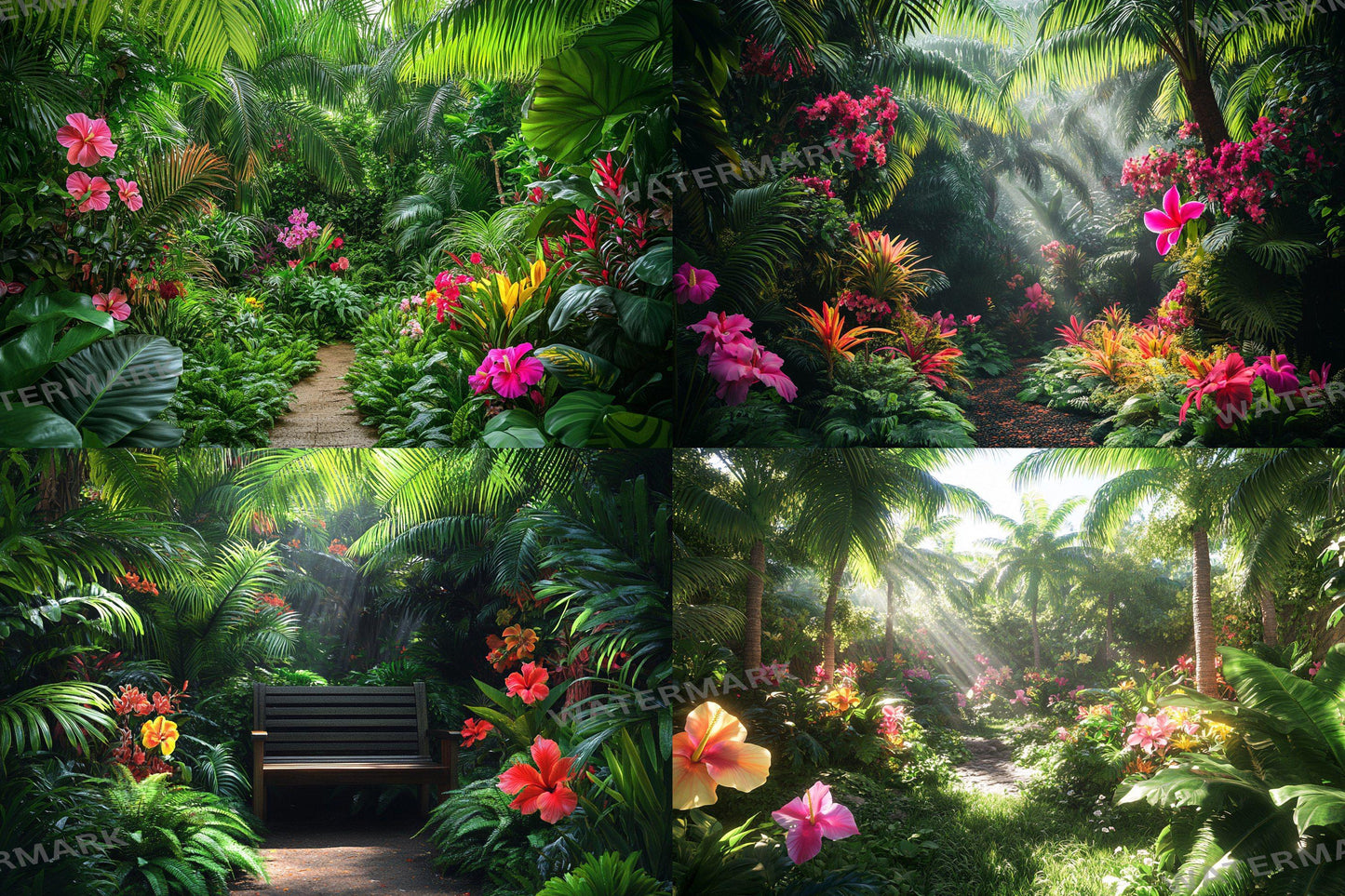 Tropical Secret Retreat Backdrop: PNGs for Exotic Island Photo Editing, Hidden Jungle Paradise Scenes, Lush Summer Digital Backdrops.