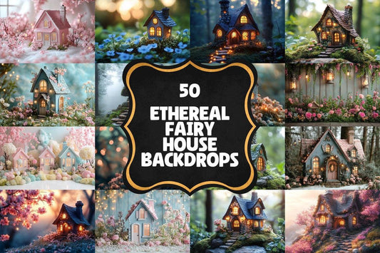Ethereal Fairy House Backdrops - Warm Aesthetic Digital PNGs 00x00px for Artists Photographers  Designers