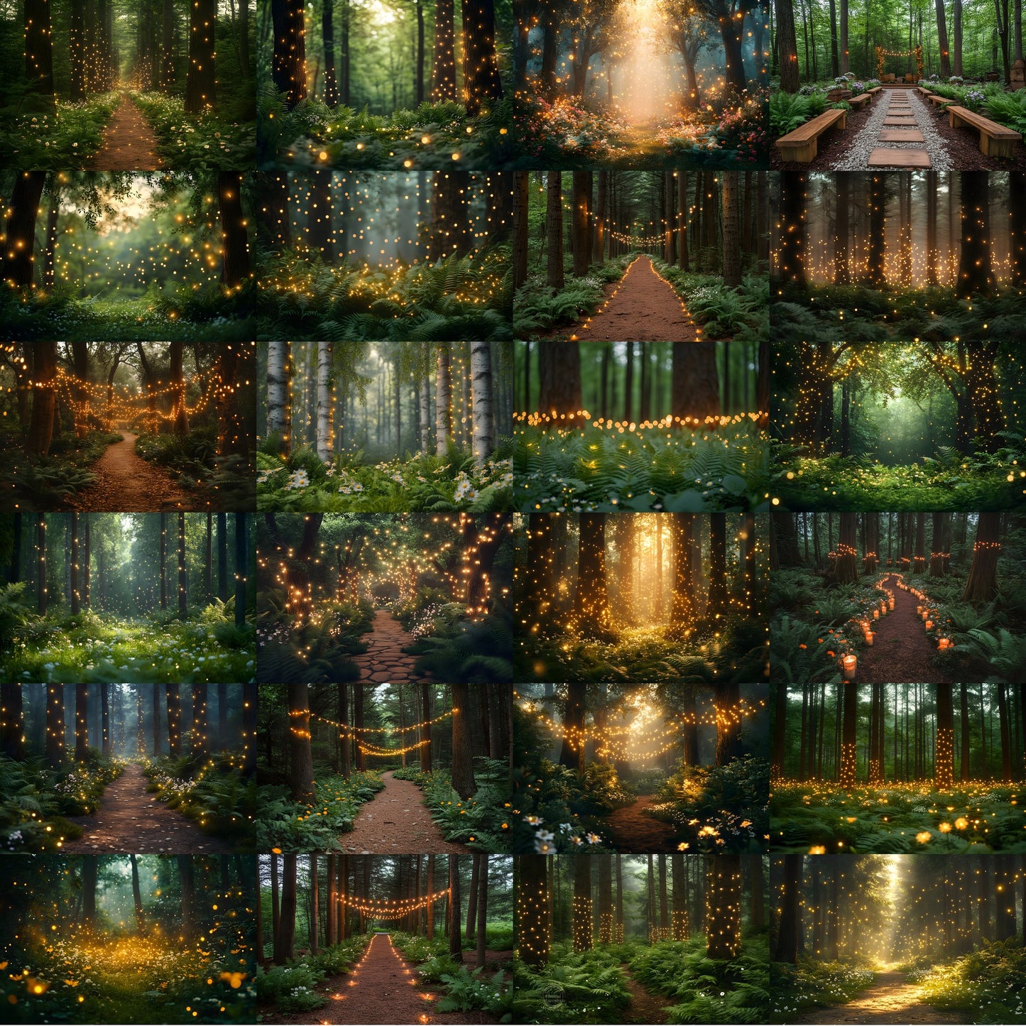 Whimsical Forest Wedding Backdrop Collection, Enchanted Digital Backgrounds for Photographers, Dreamy Photography Overlays