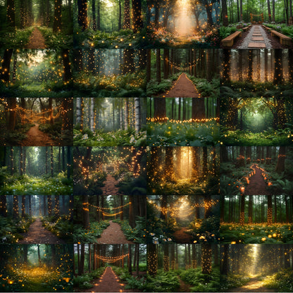Whimsical Forest Wedding Backdrop Collection, Enchanted Digital Backgrounds for Photographers, Dreamy Photography Overlays
