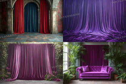 Velvet Elegance Backdrops | Luxurious Digital Backgrounds | Opulent Vintage Room Photography Backdrops | Wedding & Maternity Backdrops