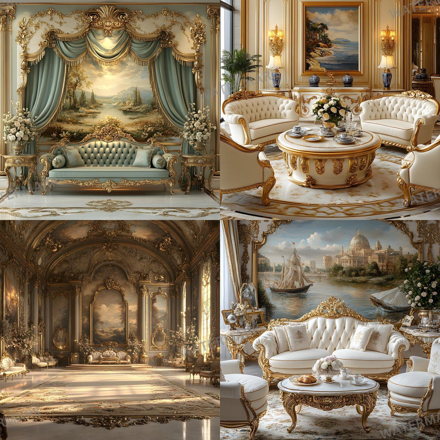 Royal Sitting Backdrops - Regal Digital Backgrounds for Portraits, Branding & Photography - Regal Room Backgrounds - Luxury Backdrops