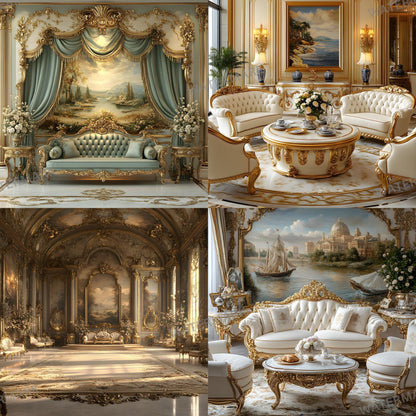 Royal Sitting Backdrops - Regal Digital Backgrounds for Portraits, Branding & Photography - Regal Room Backgrounds - Luxury Backdrops