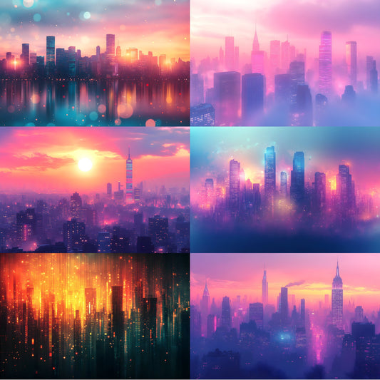 Abstract Skyline Digital Backdrop, Cityscape Photography Background for Composites, Modern Urban Photo Overlay, High-Resolution Image for Photographers