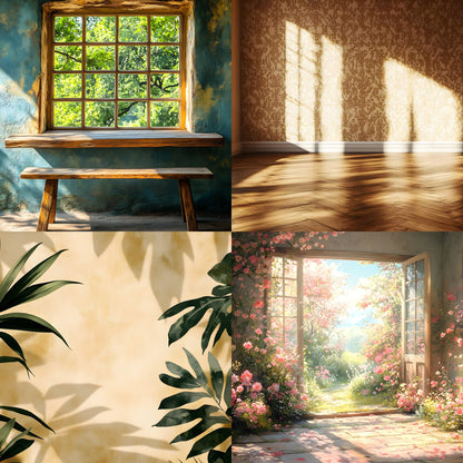 Vintage Sunlit Room Digital Backdrop, Wallpaper Backgrounds, Photography, Dreamy Photo Booth, High-Res Images, Scenic Photography
