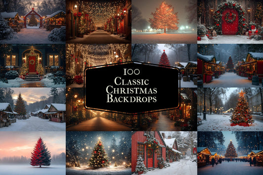 Classic Christmas Backdrops, Digital Backdrop, Santa Christmas Backdrop For Kids Family, Festive Digital Download Christmas Background