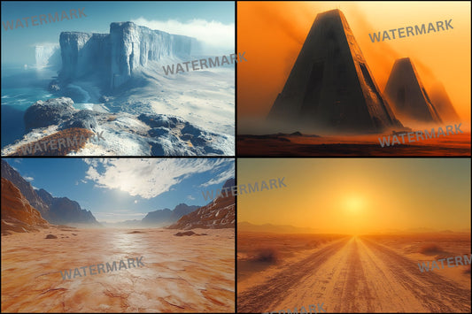 Cyberpunk Desert Digital Backdrop, Sci-Fi Background for Photography, Dystopian Scene, Blade Runner Inspired, High-Res Image Download