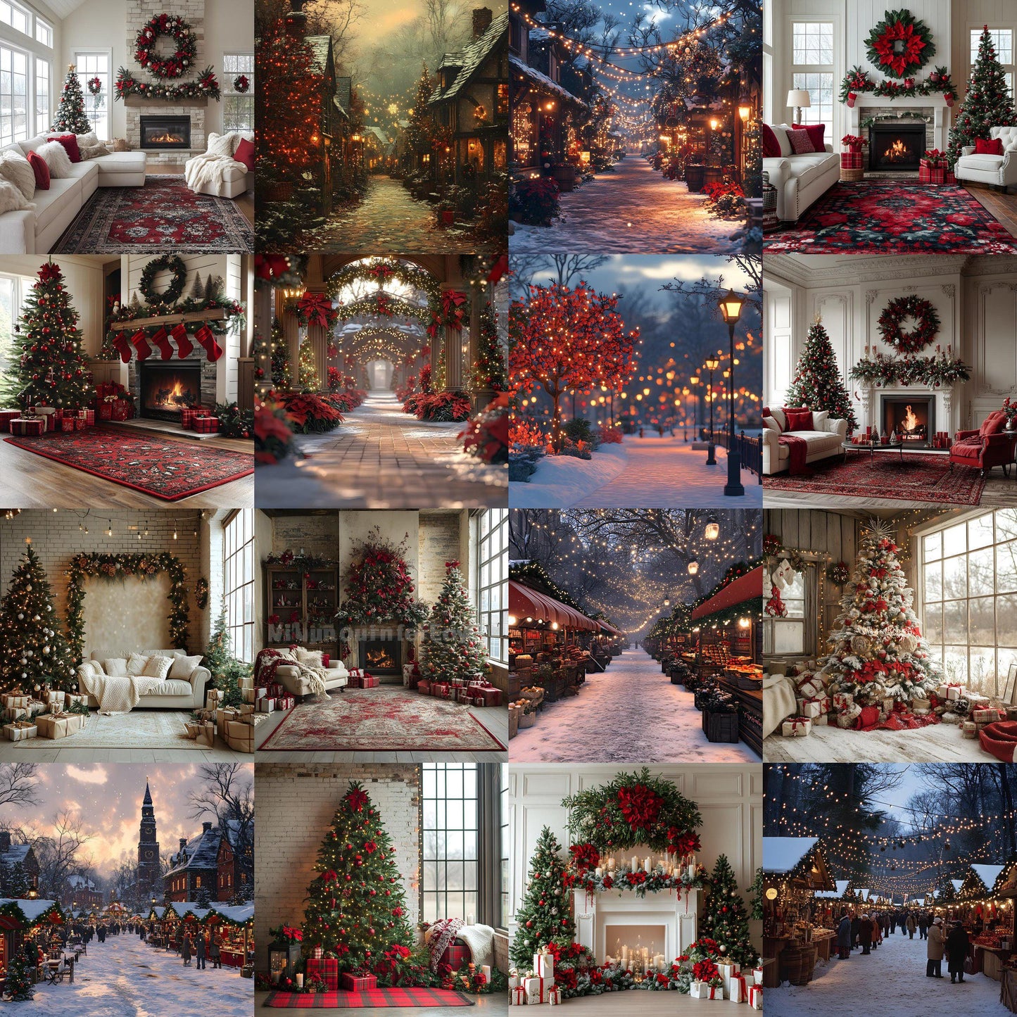 Classic Christmas Backdrops, Digital Backdrop, Santa Christmas Backdrop For Kids Family, Festive Digital Download Christmas Background