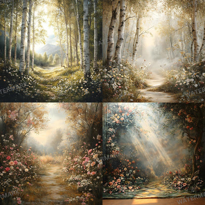 Woodland Glade Digital Backdrops - Magical Forest Photo Backdrops, Photographers, Adventure Background - Family Portrait - Forest Trees