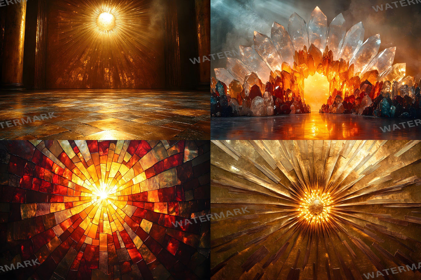 Sunburst Deco Digital Backdrops | Art Deco Sunburst Textures | Golden Sunburst Backgrounds for Photoshop, Photography & Composites