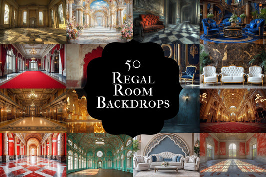 Regal Room Backdrop: 5PNGs for Royal Palace Interior Photos, Luxury Ballroom Chamber Scenes, Elegant Grand Hall Digital Backdrops