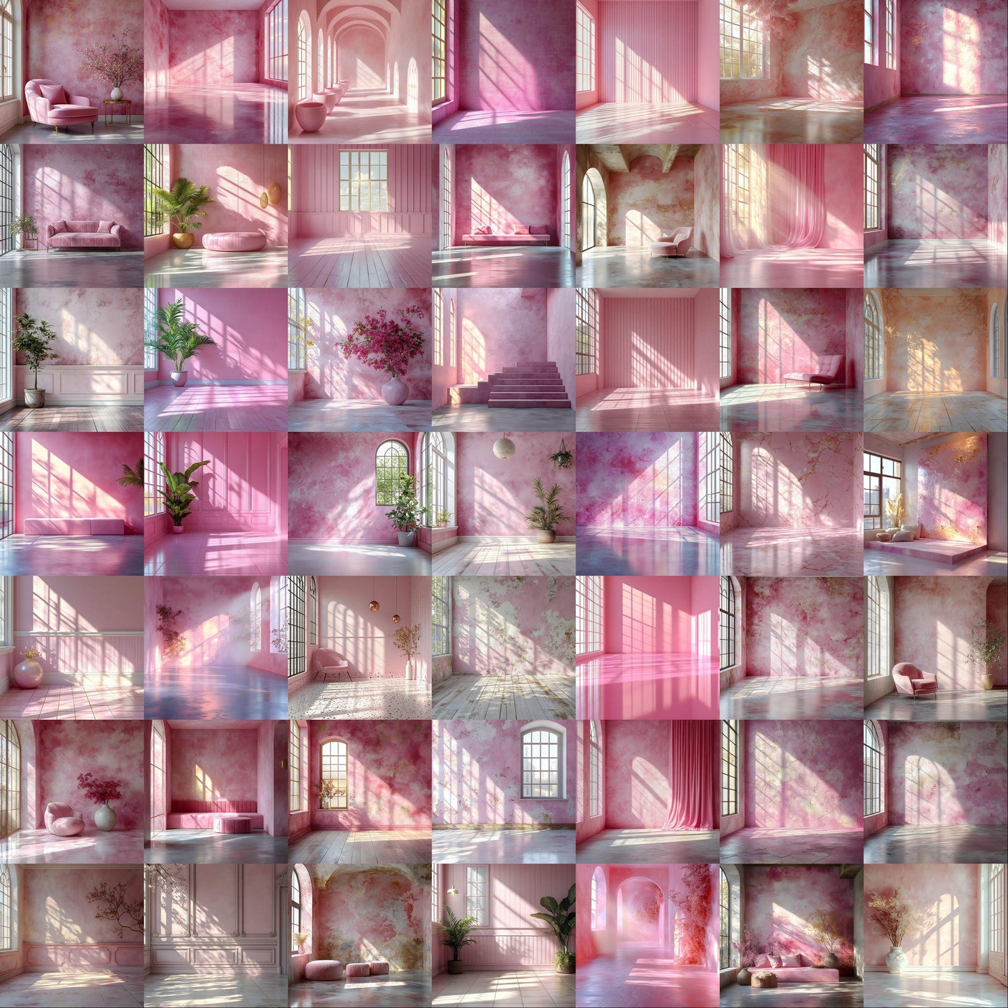 Pink Pastel Backdrops - Room Interiors, Photography Backdrops, Pastel Rooms, Maternity Digital Backdrop, Wedding Studio Overlays