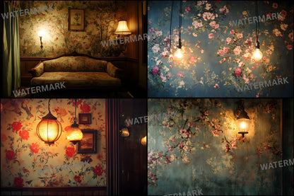 Vintage Wallpaper Room Backdrops, Photography Backgrounds, Digital Download for Photographers,Textures, Antique Interior Photo Booth