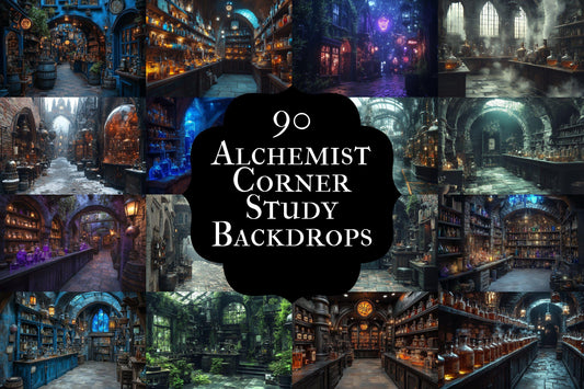 Alchemist Corner Digital Backdrop - Magical Laboratory Photography Background - Potion Brewing Overlay - Fantasy Lab - Visual Story Telling