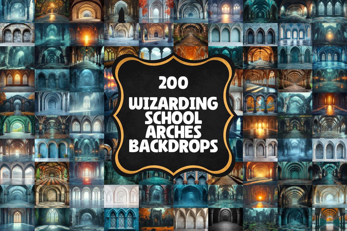 Wizarding School Arches Backdrop - Magical Gothic Photography Background - Fantasy Photoshop Overlay for Dark Academia & Mystic Themes
