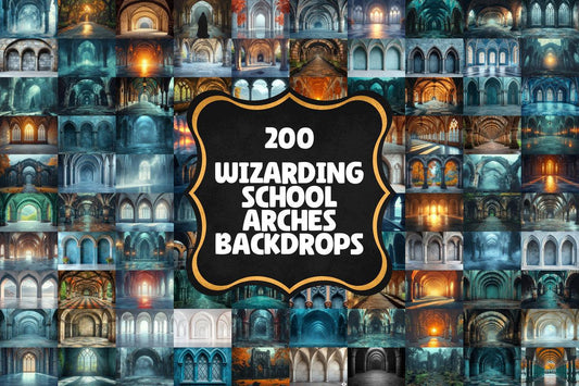 Wizarding School Arches Backdrop - Magical Gothic Photography Background - Fantasy Photoshop Overlay for Dark Academia & Mystic Themes
