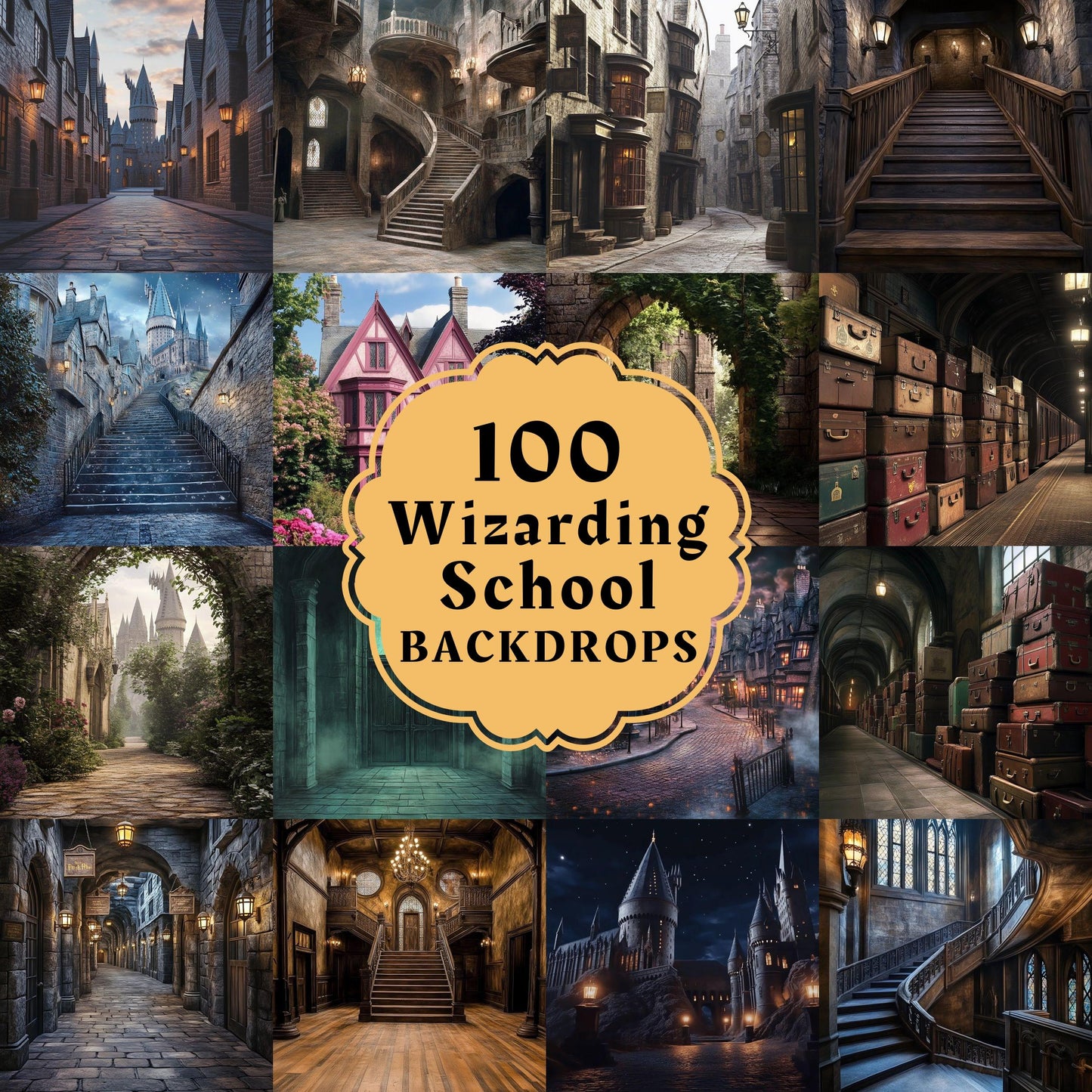 Wizarding School Backdrops, Magical Wizard Digital Backgrounds, Witch Backdrops, Witchcraft Background, Magic School of Witchcraft