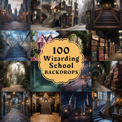 Wizarding School Backdrops, Magical Wizard Digital Backgrounds, Witch Backdrops, Witchcraft Background, Magic School of Witchcraft