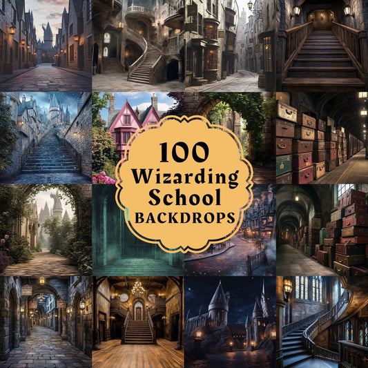 Wizarding School Backdrops, Magical Wizard Digital Backgrounds, Witch Backdrops, Witchcraft Background, Magic School of Witchcraft