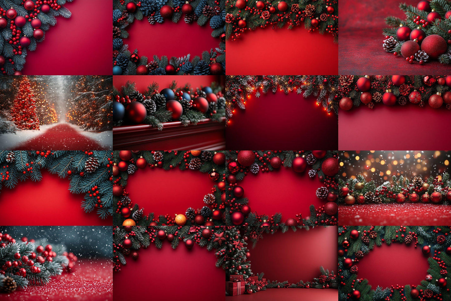 Festive Red Christmas Digital Backdrops - Holiday Junk Journal & Scrapbook Papers - Xmas Textured Backgrounds - Printable Digital Art