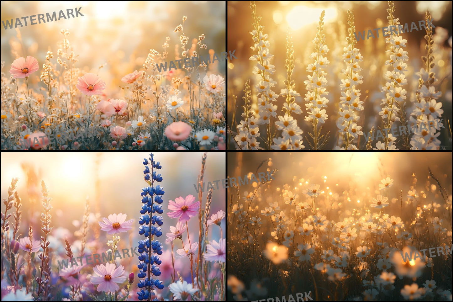 Wildflower Meadow Digital Backdrop, Dreamy Spring Photography Background, Photo Overlay, Floral Portrait Backdrop, High-Res Image0418