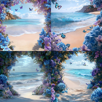 Shimmering Shoreline Backdrops - Digital Beach Backgrounds for Photography, Photoshop Overlays, Portraits, Products - Tropical Backdrops