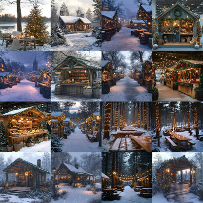 Enchanting Nordic Christmas Backdrops - Festive Winter Wonderland Scenes for Holiday Photography, Digital Art, Kids, Family Portraits