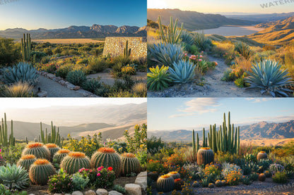 Desert Oasis Botanical Digital Backdrops Props: Lush Flatlay Backdrops, Large Photograph Backdrops, Backdrops - Photography Backgrounds