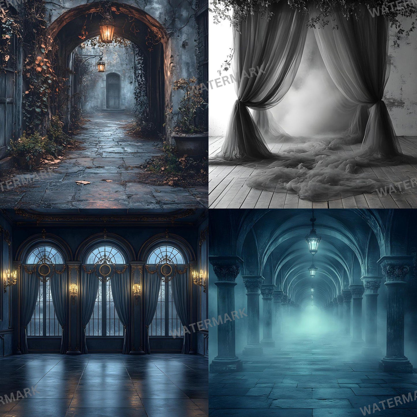 Gothic Digital Backdrops | Dramatic Photoshop Overlays for Dark Photography, Fine Art Portraits & Halloween Themes, Gothic Backgrounds