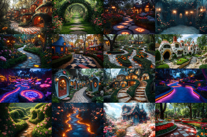Alice���������s Garden Maze Backdrops - Fantasy Wonderland Digital Backgrounds for Photoshop and Master Overlays