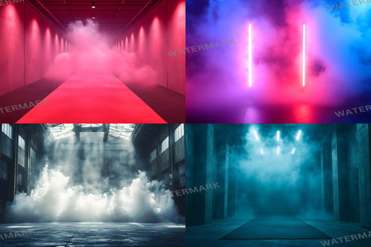 Futuristic Gym Backdrop Pack - Neon Industrial Fitness Backgrounds for Workout Photography Photoshop Composites - Neon Lights