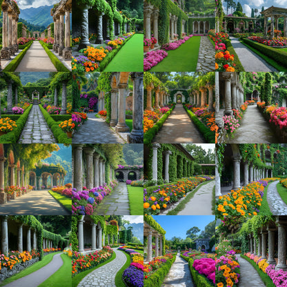 Baroque Garden Stone Columns Digital Backdrop, Photography Background Fantasy Photo Prop, Fine Art Photography