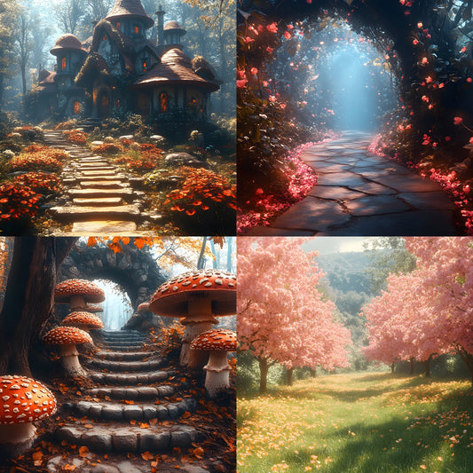 Alice in Wonderland Backdrop Set, Whimsical Digital Backgrounds for Photography, Fantasy Portrait Scenes, High-Res Wonderland Images