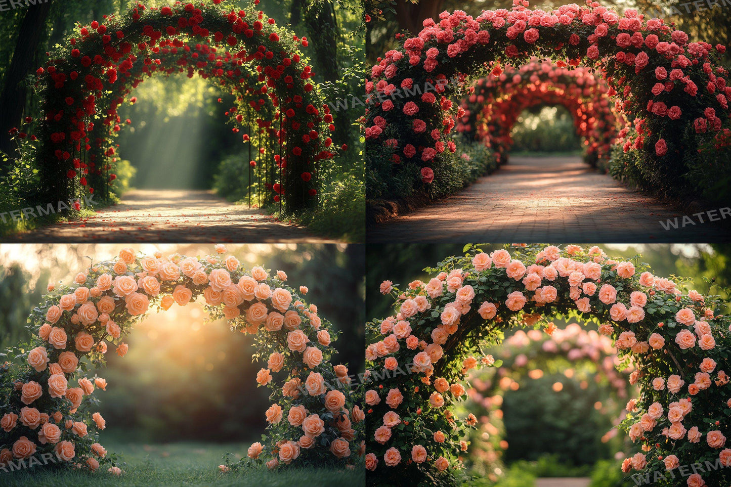 Blooming Garden Archway Backdrops, Floral Tunnel Backgrounds, Enchanted Scenes, Photography - Floral Backdrops - Fairy Backgrounds