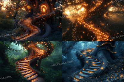Winding Staircase Backdrop: 3PNGs for Elegant Mansion Interiors, Grand Castle Photos,  Fairy Tale, Magical Woodland, Fairy Magical Forest