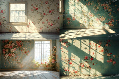 Vintage Floral Wallpaper Backdrops - Textured PNG Designs for Digital Artists Photographers  Designers