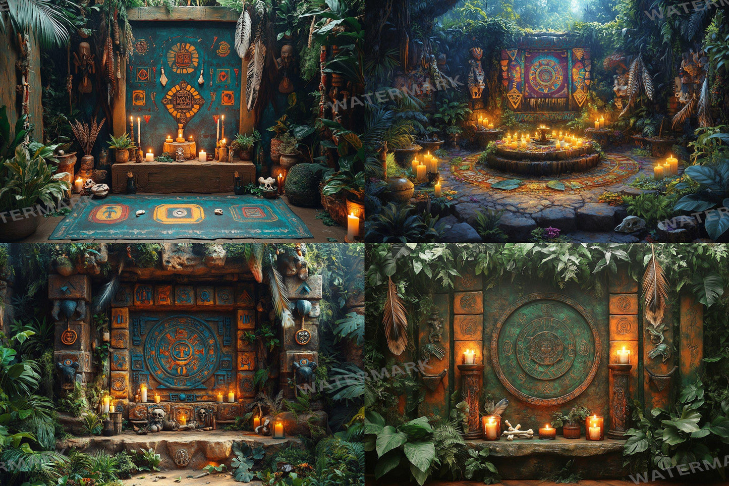 Amazonian Shamanic Ritual Digital Backdrops - 3High-Resolution PNGs for Creative Photography 00x00px Commercial Use