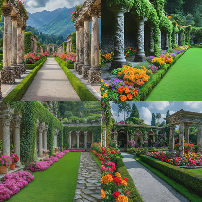 Baroque Garden Stone Columns Digital Backdrop, Photography Background Fantasy Photo Prop, Fine Art Photography