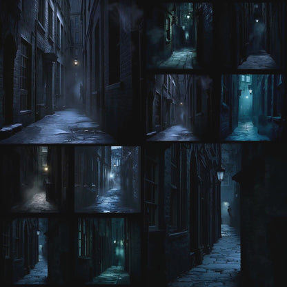 Sherlock Holmes Alley Digital Backdrop, Detective Scene Background, Moody Alleyway Photography Prop, Instant Download for Composites, Square Ratio