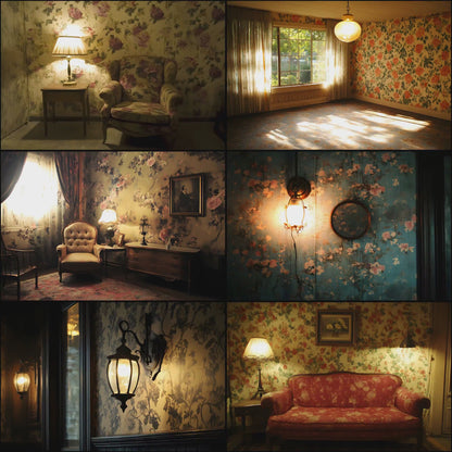 Vintage Wallpaper Room Digital Backdrop, Photography Backgrounds, Antique Interior Photo Prop, High-Res Image for Photographers